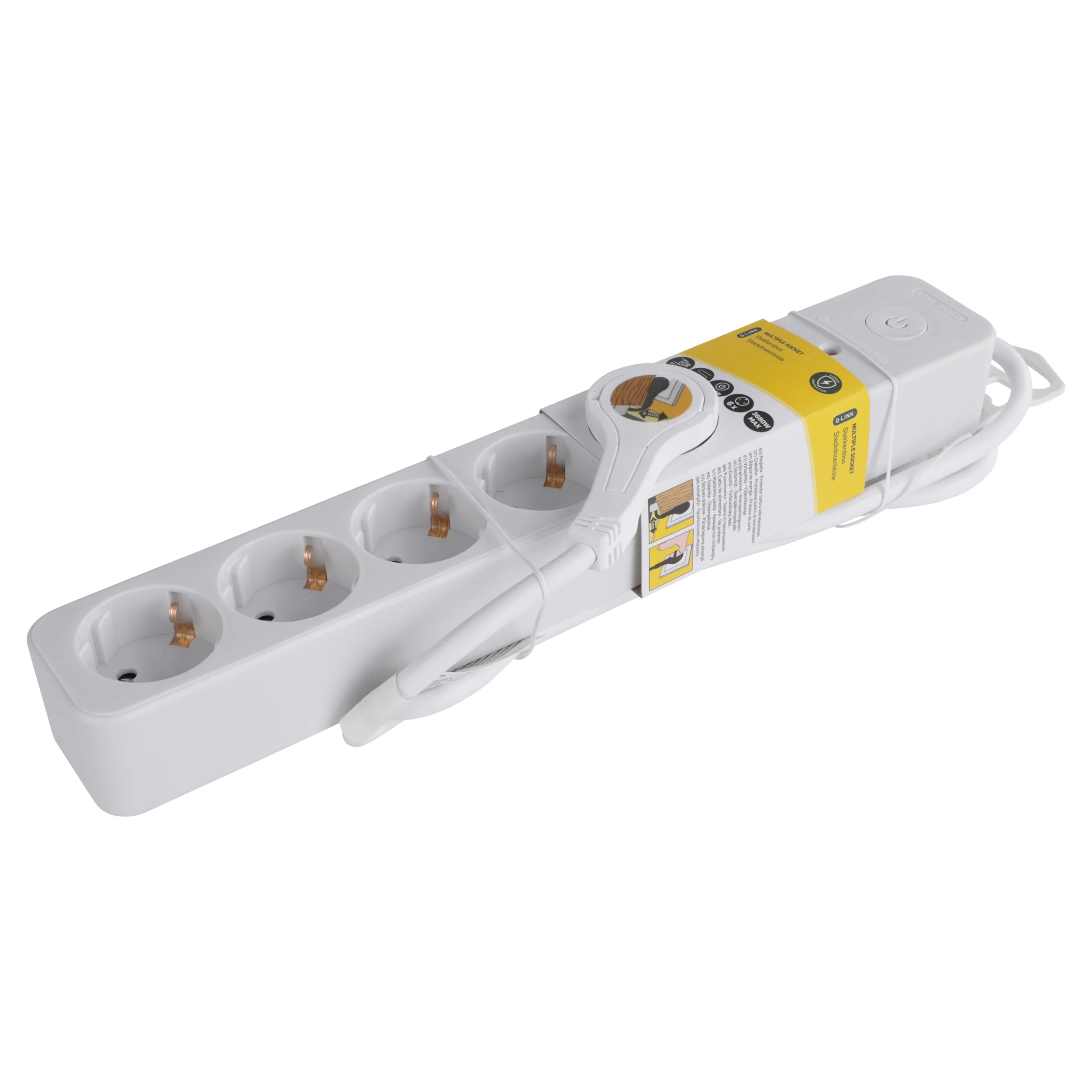 Q-Link stekkerdoos 6-voudig 6x geaard wit 1,5m - Image 4