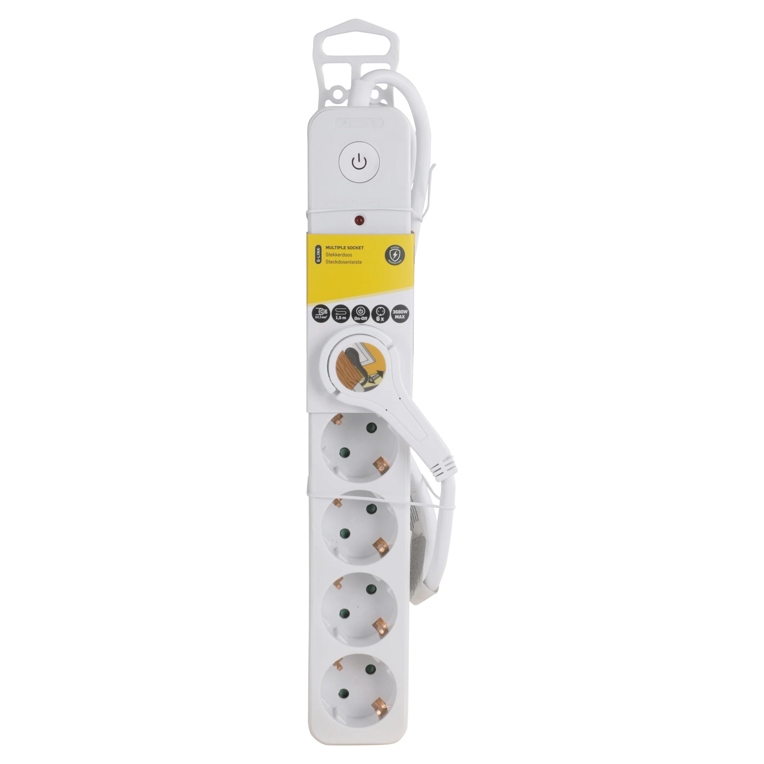 Q-Link stekkerdoos 6-voudig 6x geaard wit 1,5m - Image 5