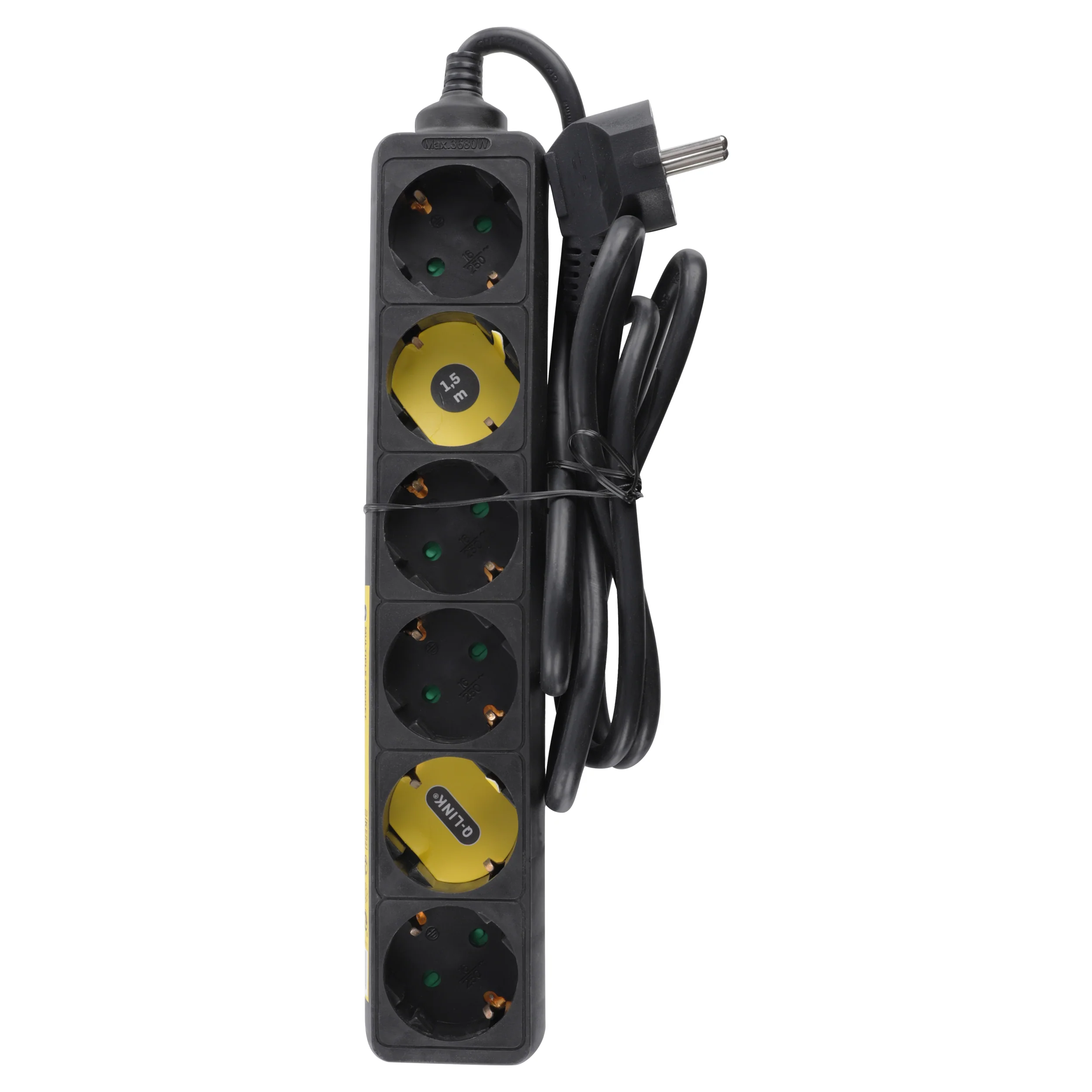 Q-Link stekkerdoos 6-voudig 6x geaard zwart 1,5m - Image 2