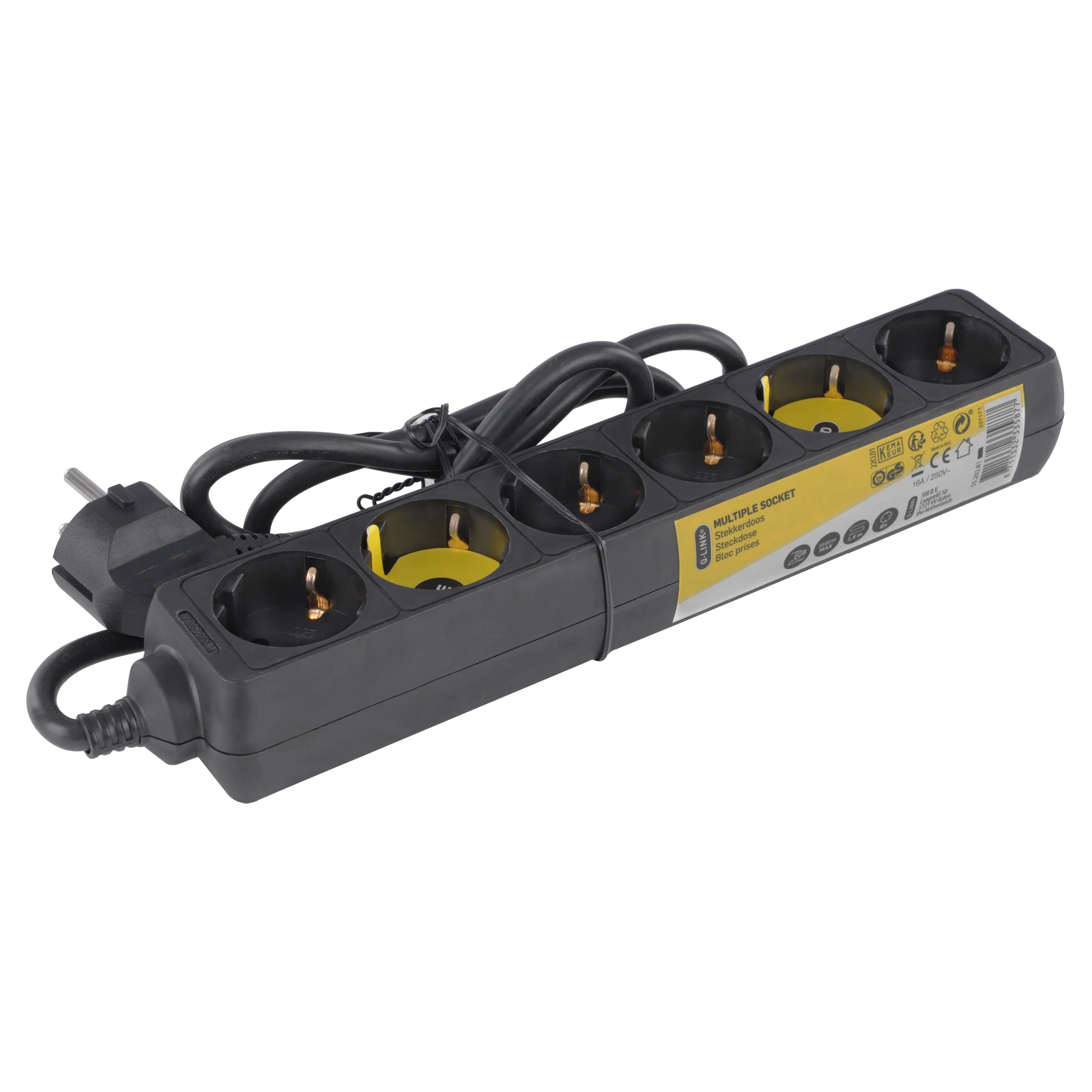Q-Link stekkerdoos 6-voudig 6x geaard zwart 1,5m - Image 3