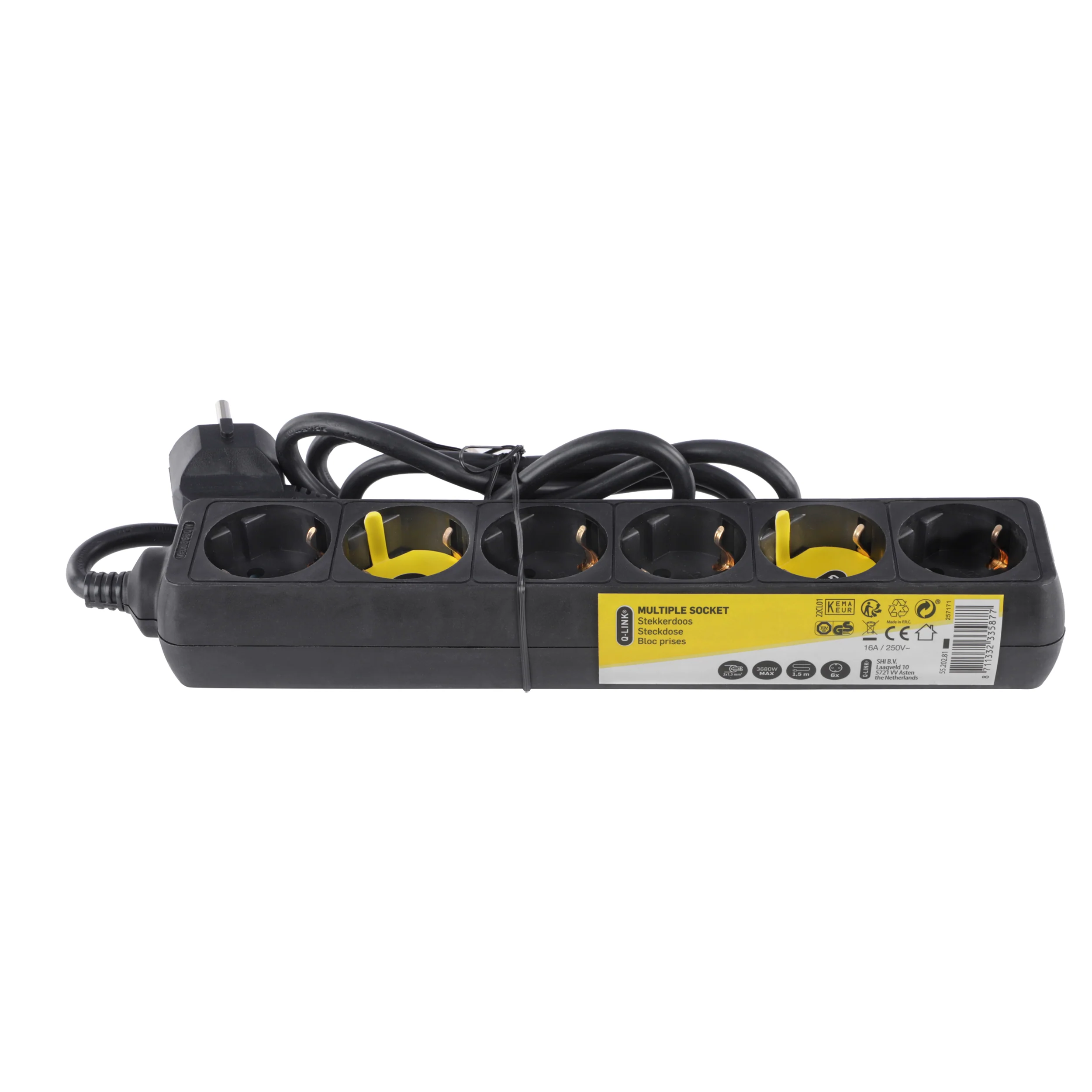 Q-Link stekkerdoos 6-voudig 6x geaard zwart 1,5m - Image 4