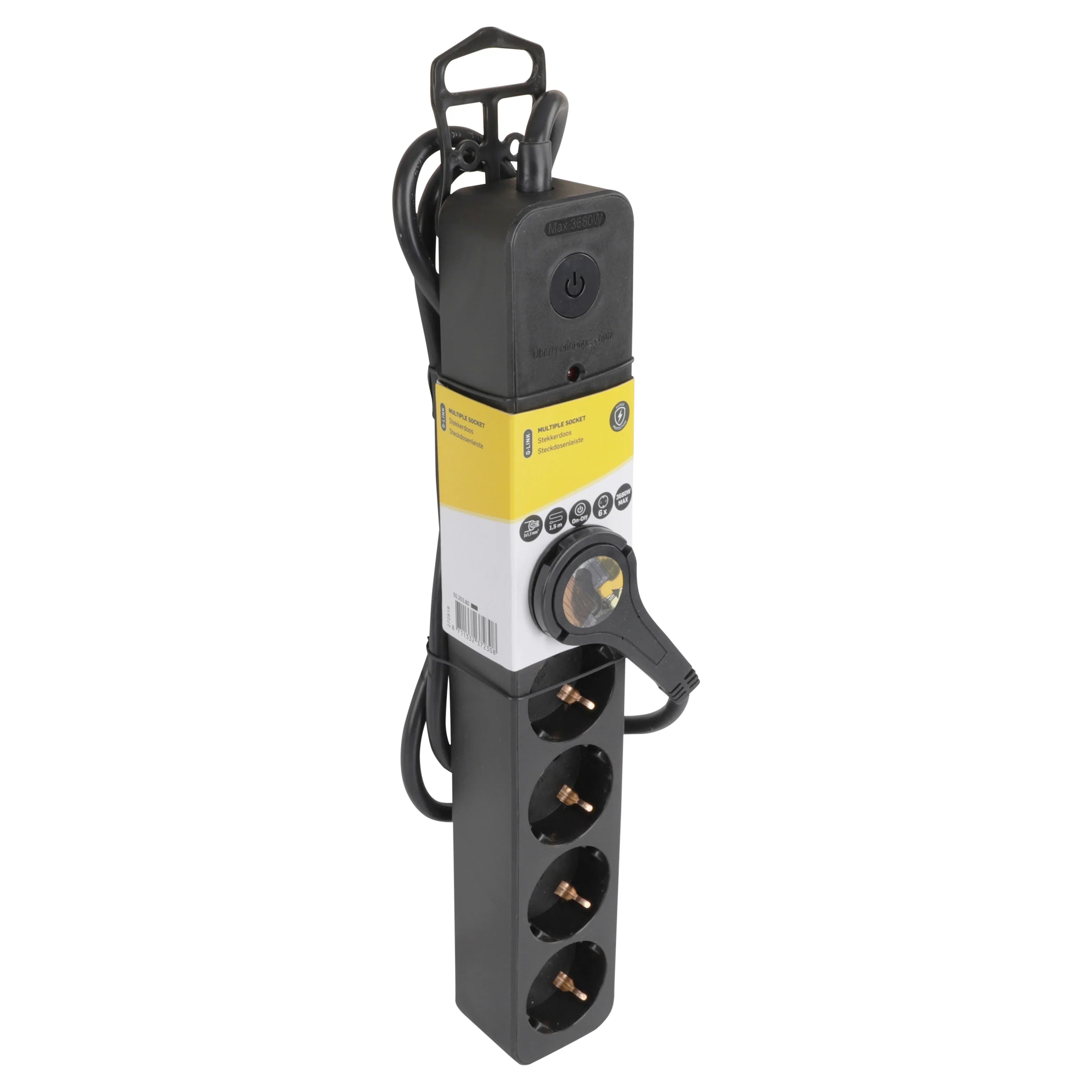 Q-Link stekkerdoos 6-voudig 6x geaard zwart 1,5m - Image 3