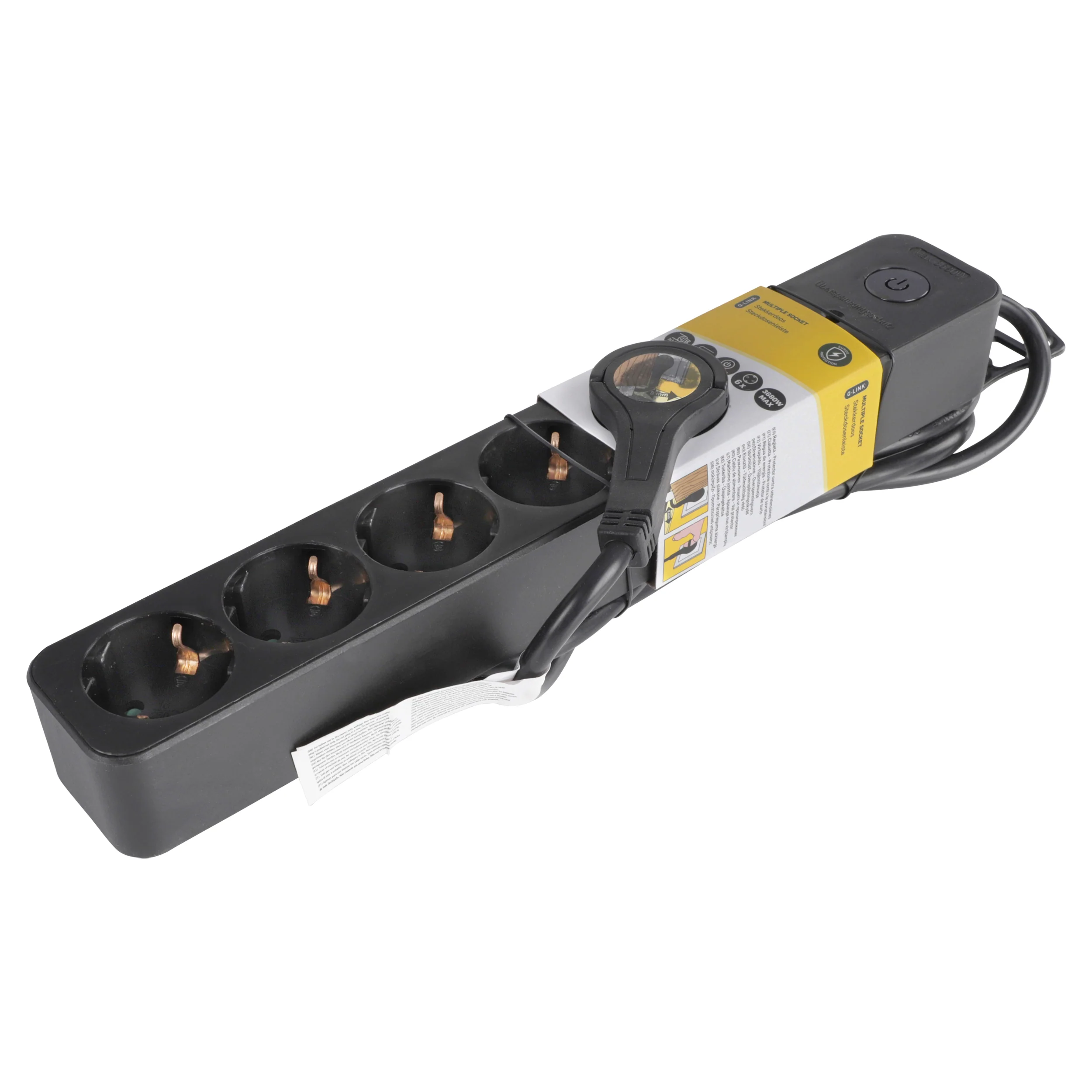 Q-Link stekkerdoos 6-voudig 6x geaard zwart 1,5m - Image 4