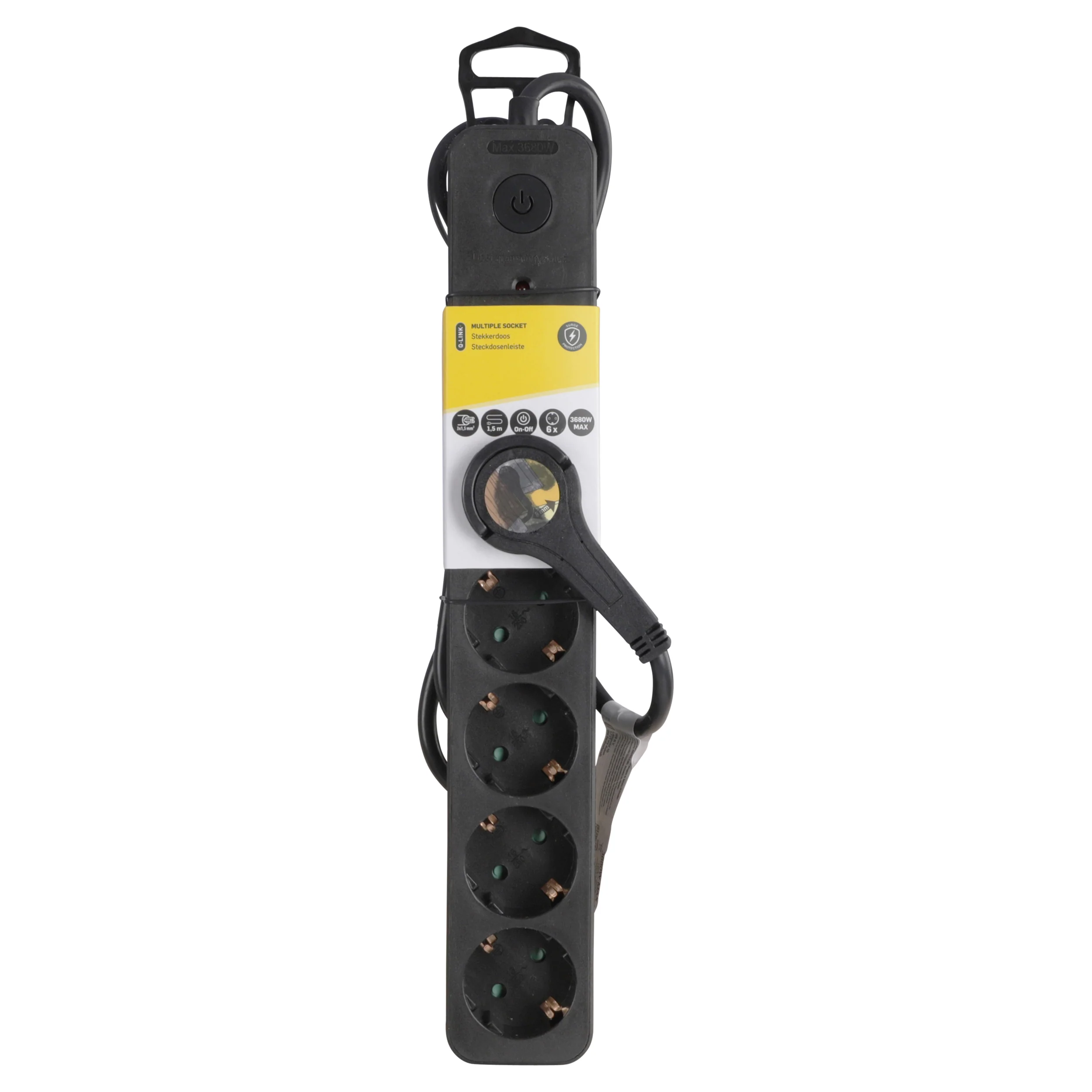 Q-Link stekkerdoos 6-voudig 6x geaard zwart 1,5m - Image 5