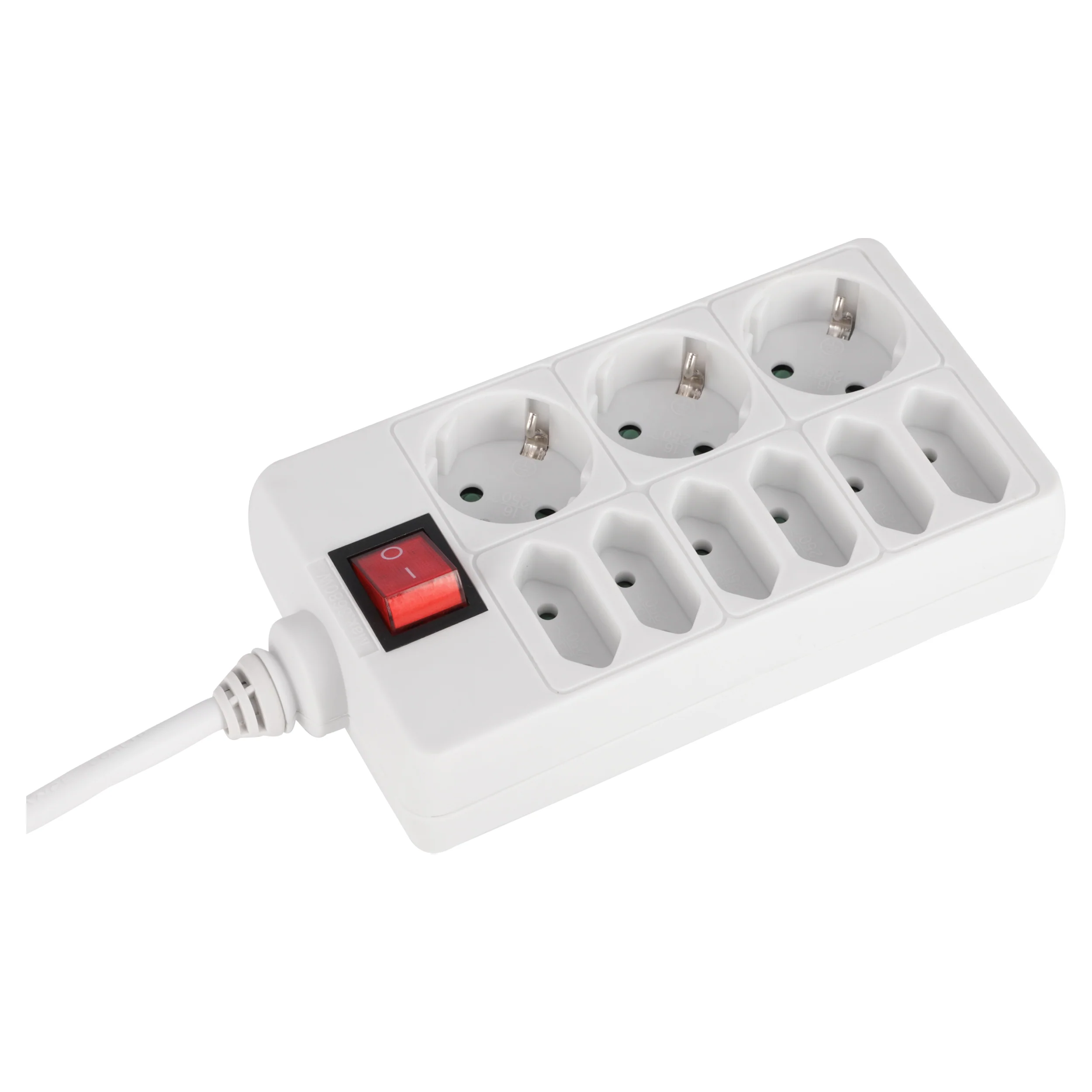 Q-Link stekkerdoos 9-voudig 3x geaard, 6x Euro wit 1,5m - Image 2