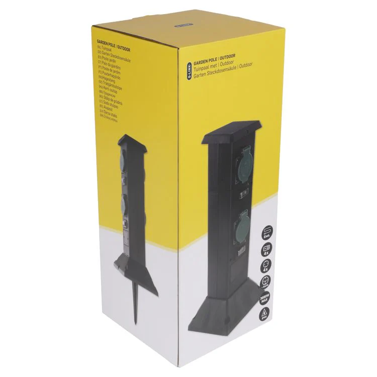 Q-Link tuinpaal 4-voudig 4x geaard zwart - Image 5