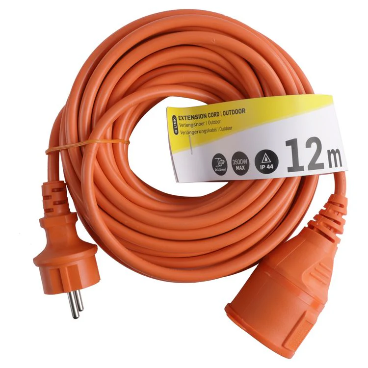 Q-Link verlengsnoer 2x1,5mm randaarde oranje 12m - Image 4