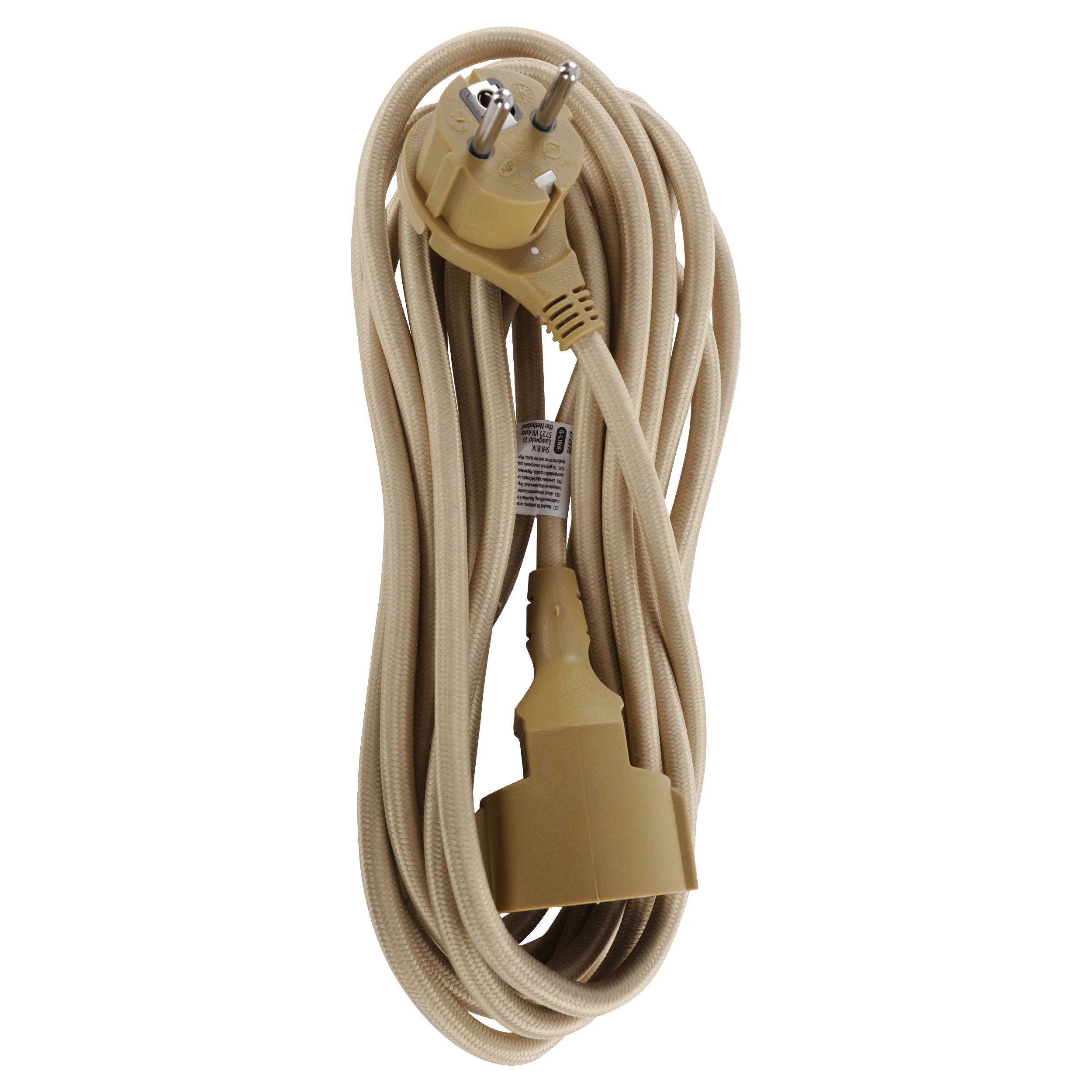 Q-Link verlengsnoer 3x1,5mm randaarde goud 5m - Image 2