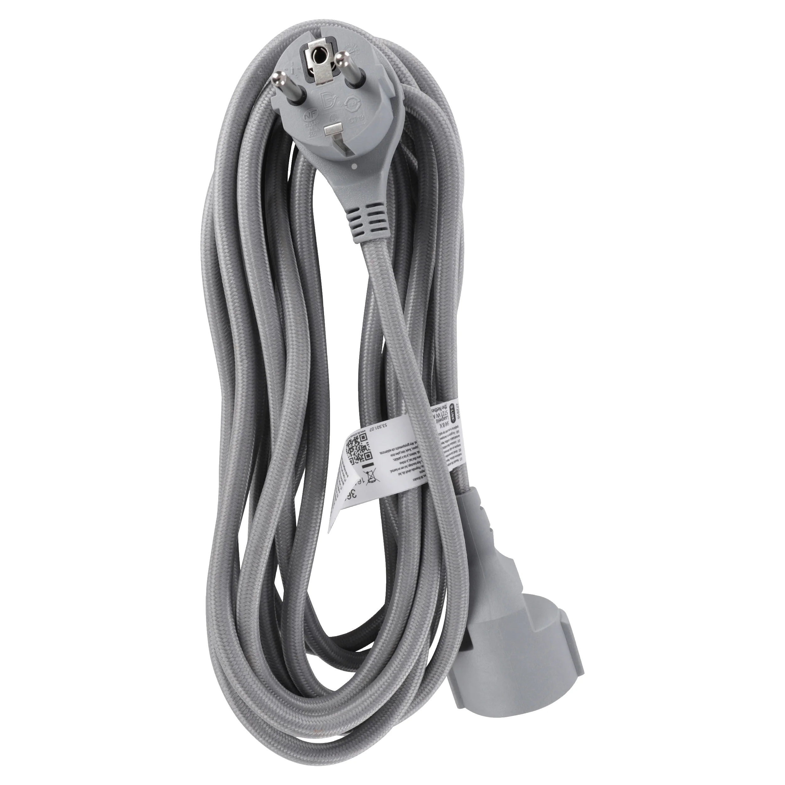 Q-Link verlengsnoer 3x1,5mm randaarde zilver 5m - Image 2