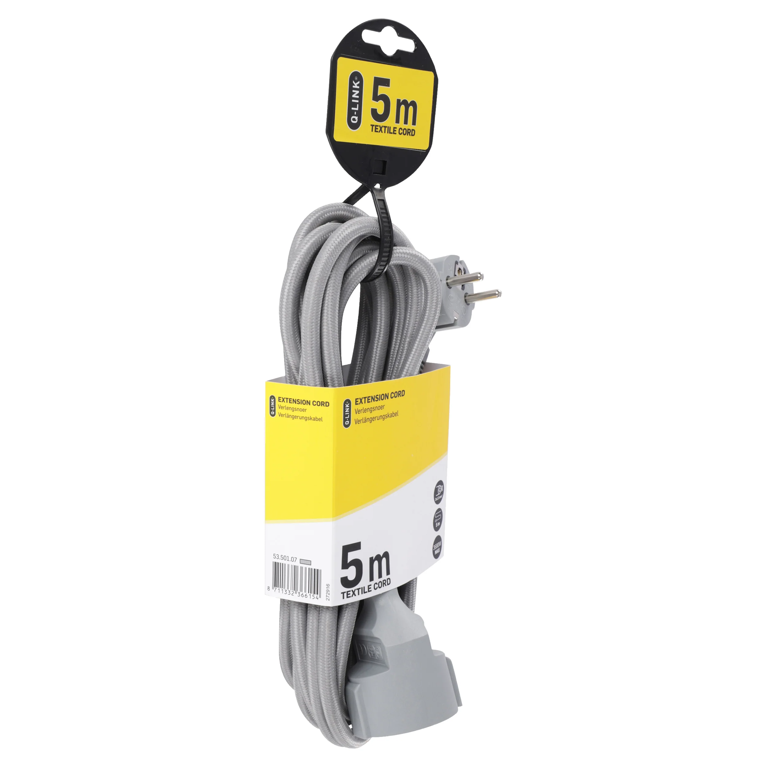 Q-Link verlengsnoer 3x1,5mm randaarde zilver 5m - Image 4
