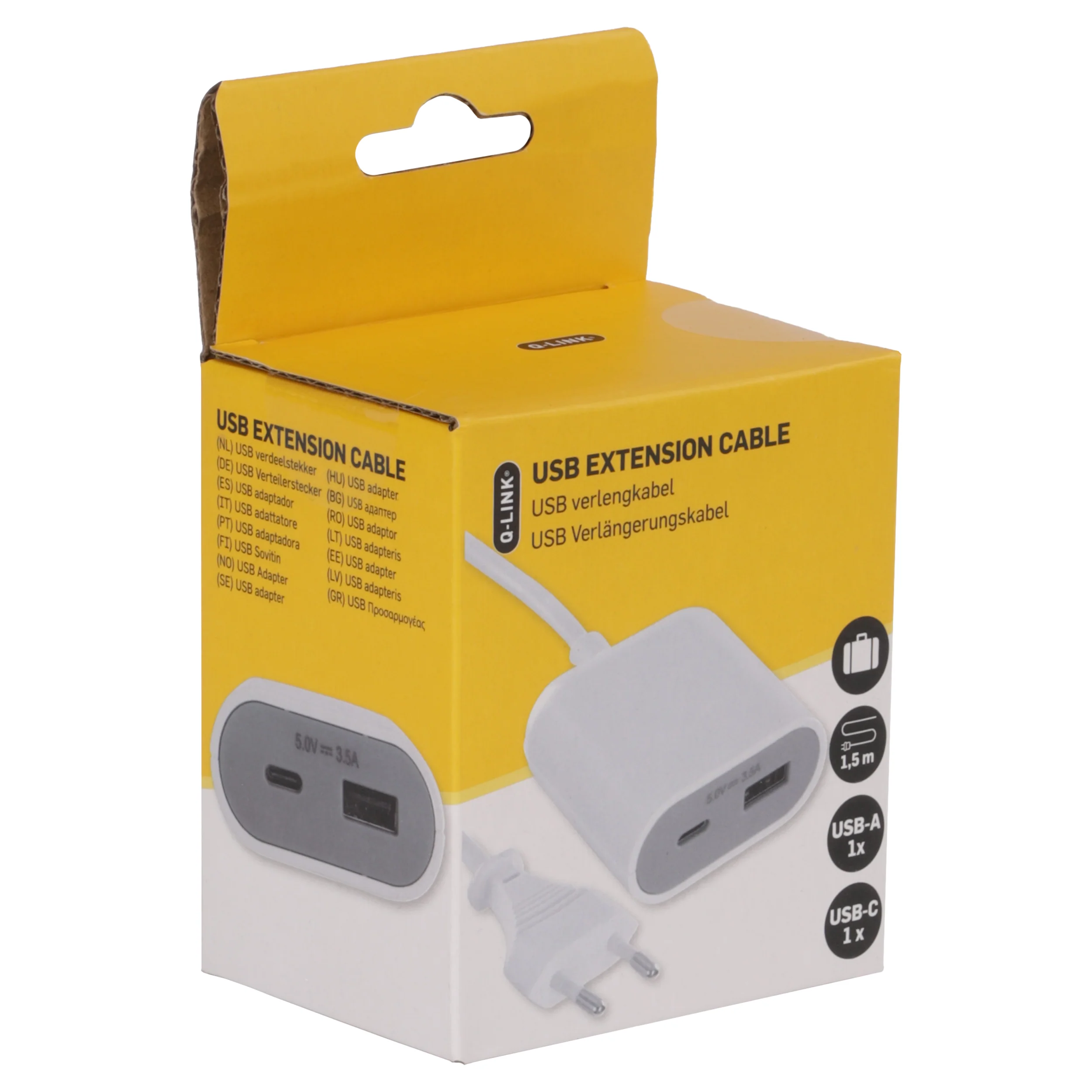 Q-Link verlengsnoer Euro USB A/C wit 1.5m - Image 3