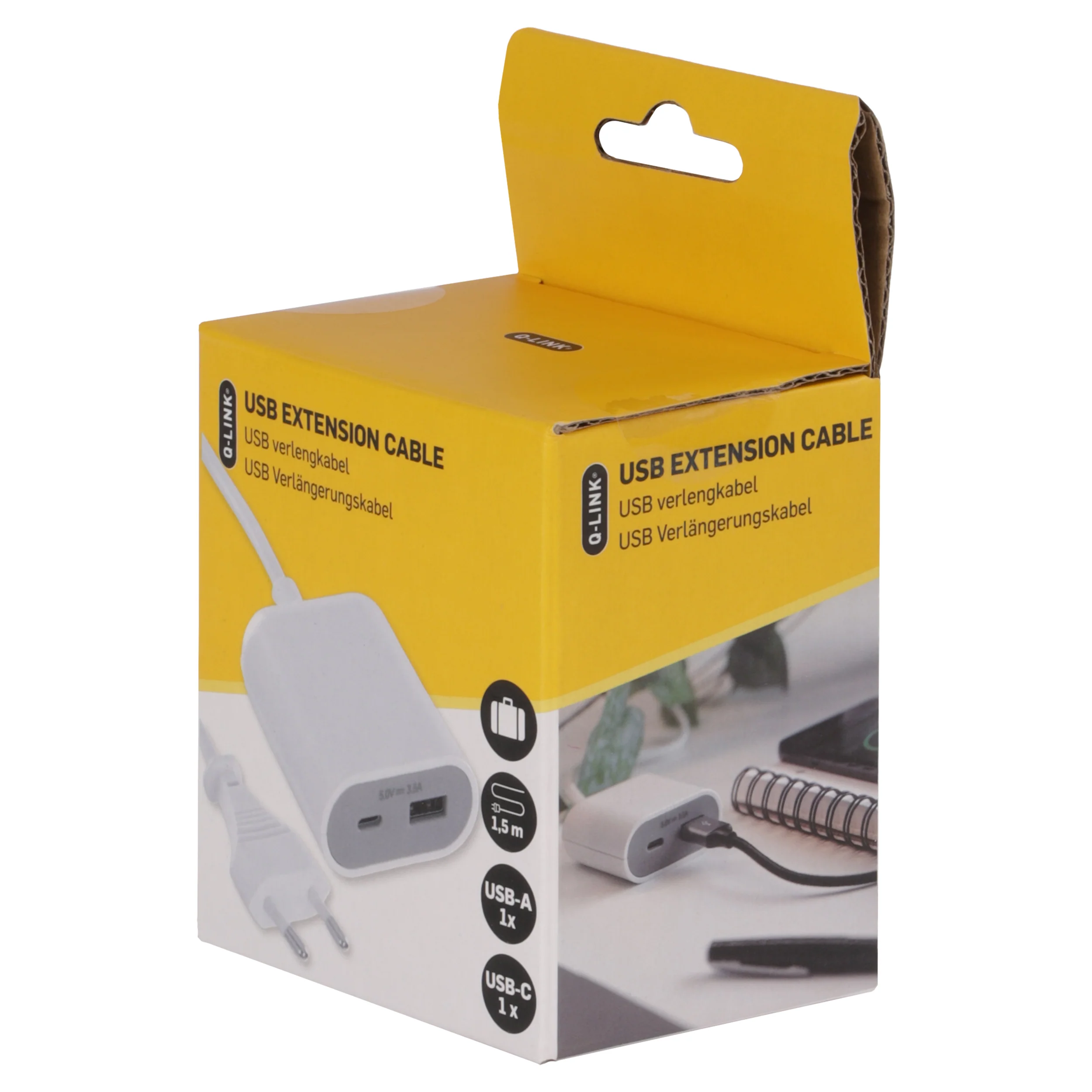 Q-Link verlengsnoer Euro USB A/C wit 1.5m - Image 4