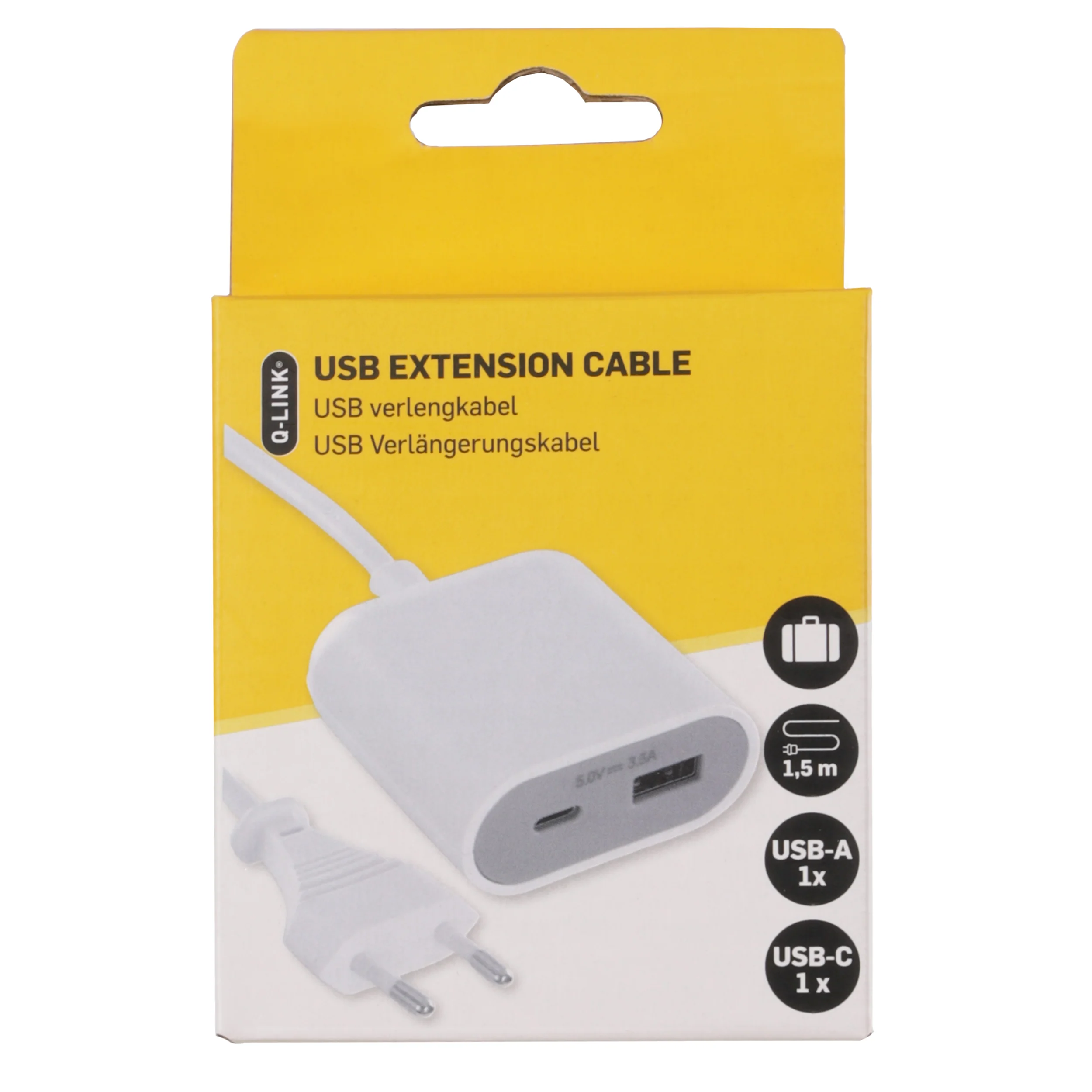 Q-Link verlengsnoer Euro USB A/C wit 1.5m - Image 6