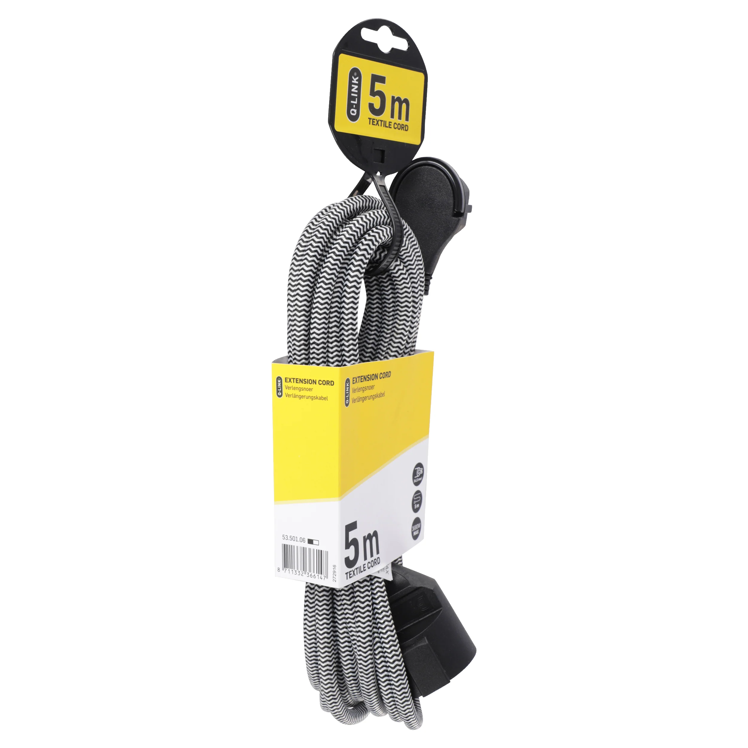 Q-Link verlengsnoer plat 3x1,5mm randaarde zwart 5m - Image 4