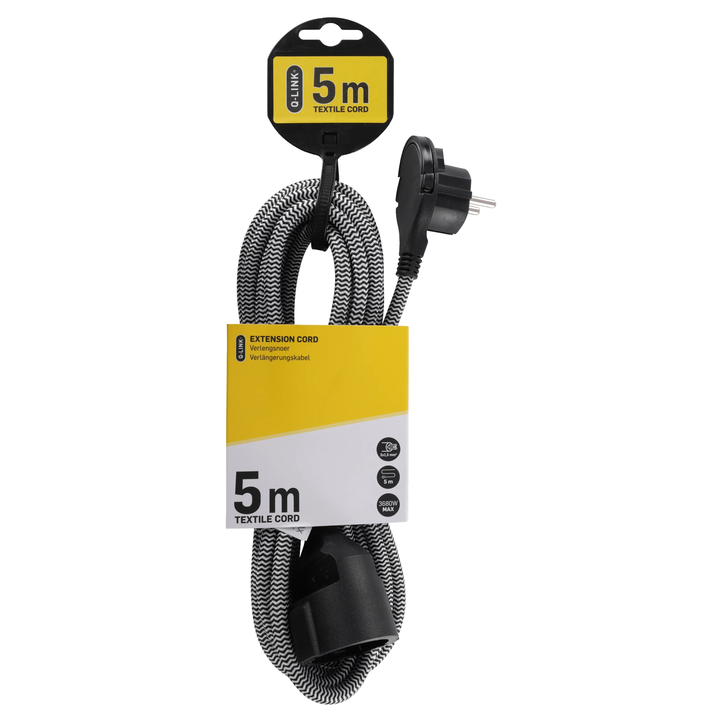 Q-Link verlengsnoer plat 3x1,5mm randaarde zwart 5m - Image 5