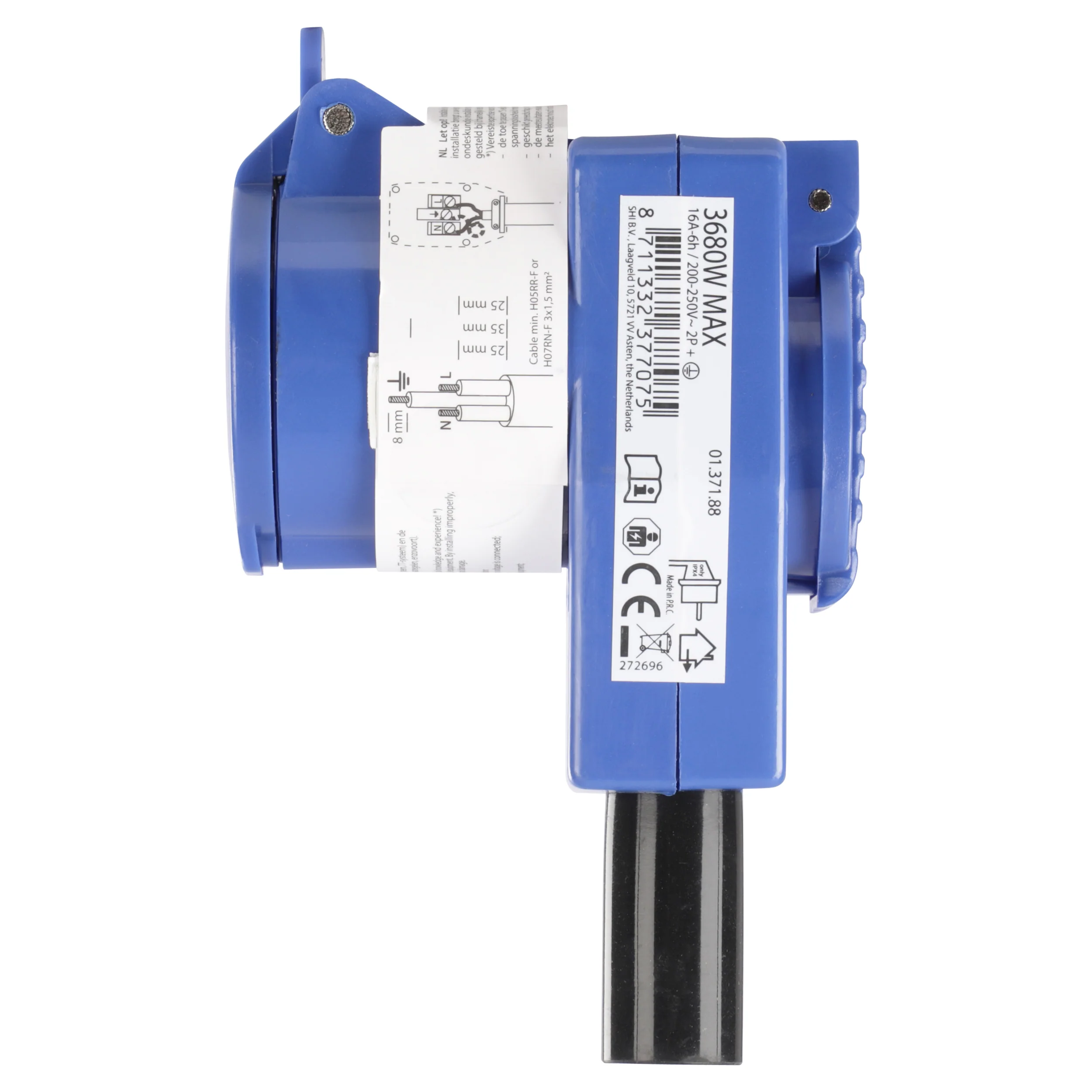 Q-Link verloopstekker 2-voudig haaks blauw, grijs - Image 6