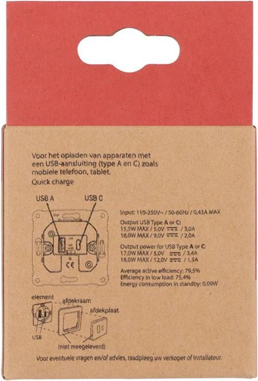 Q-Link inbouw stopcontactdoos met USB A/C 1-voudig zwart - Image 3