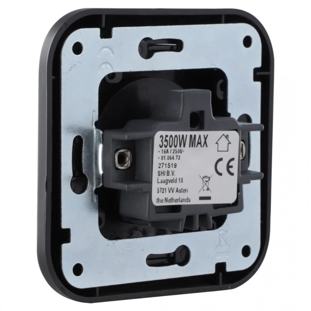 Q-Link inbouw stopcontactdoos met afdekraam 1-voudig zwart - Image 2