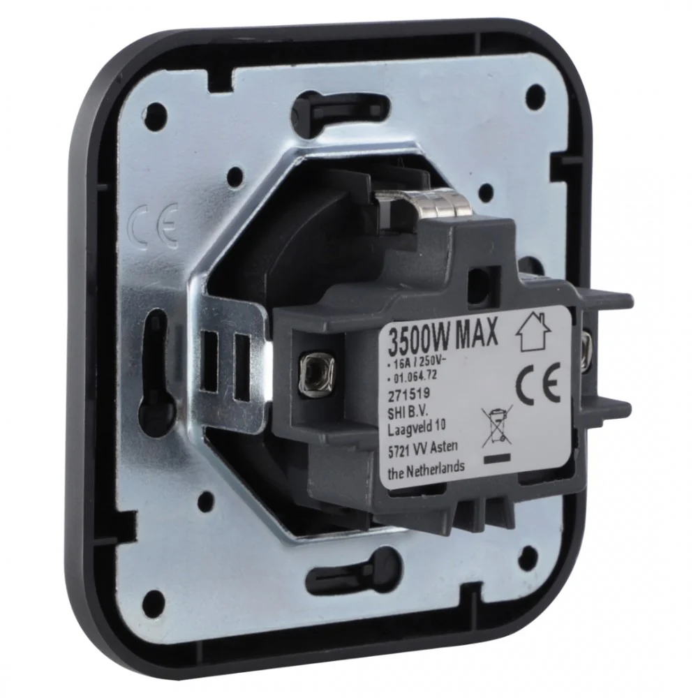 Q-Link inbouw stopcontactdoos met afdekraam 1-voudig randaarde zwart - Image 2