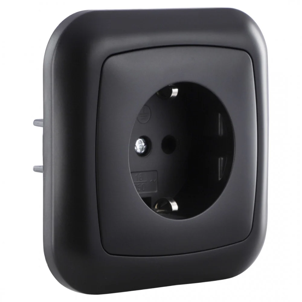 Q-Link inbouw stopcontactdoos met afdekraam 1-voudig randaarde zwart - Image 3