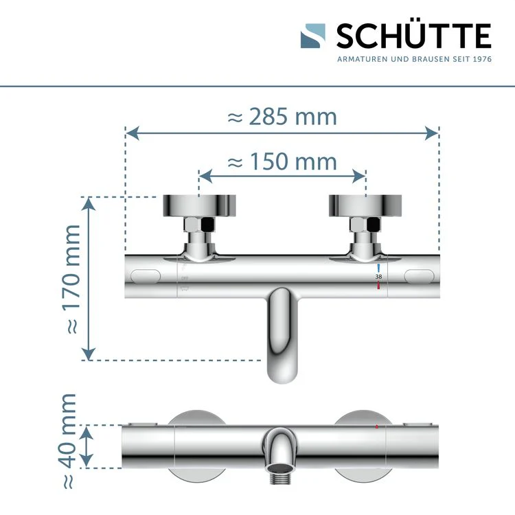 Schutte Los Angeles thermostaatkraan bad chroom 15cm - Image 3