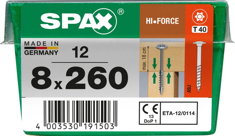 Spax HI.Force schroef T-star plus discuskop 8x260mm 12st - Image 2