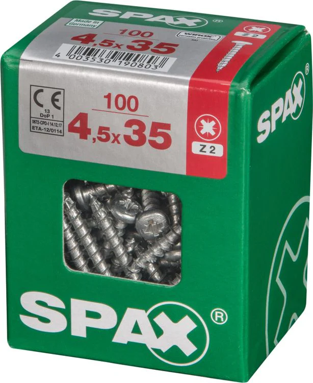 Spax schroef pozidrive bolkop 4,5x35mm 100st - Image 2