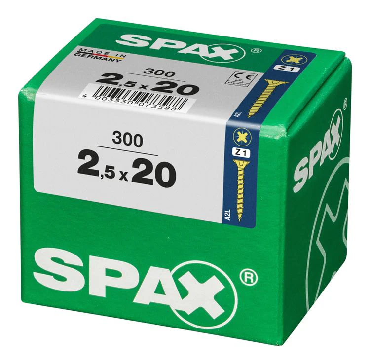 Spax schroef pozidrive verzinkt 2,5x20mm 300st