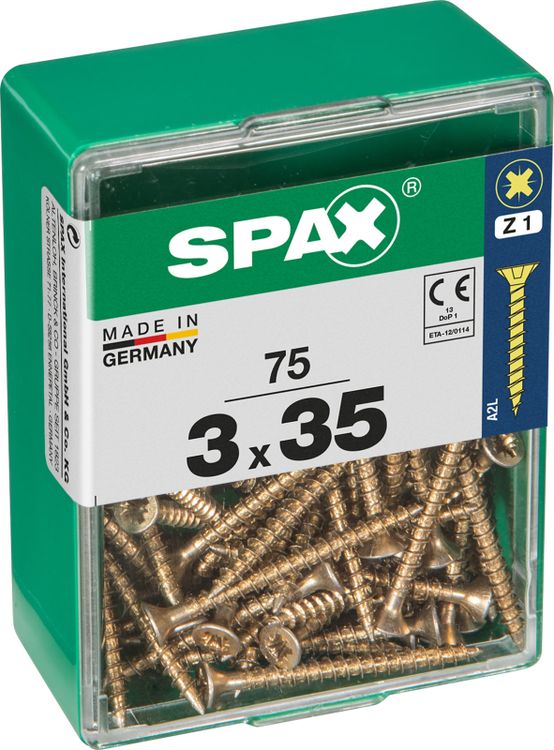 Spax schroef pozidrive verzinkt 3x35mm 75st