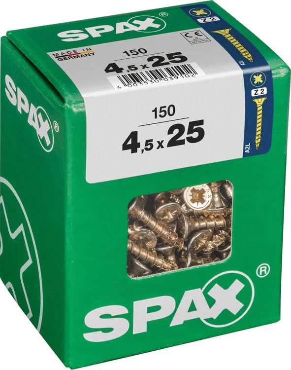 Spax schroef pozidrive verzinkt 4,5x25mm 150st