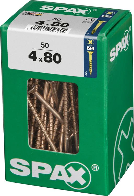 Spax schroef pozidrive verzinkt 4x80mm 50st - Image 2