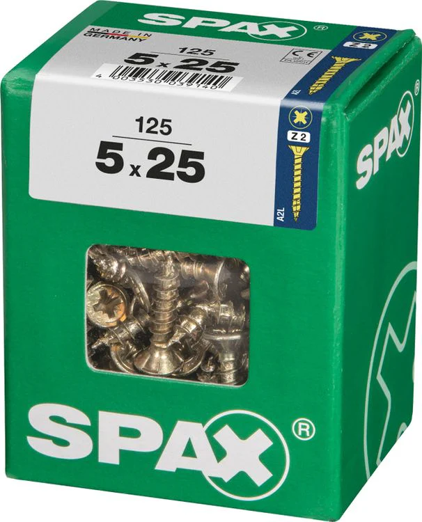 Spax schroef pozidrive verzinkt 5x25mm 125st - Image 2
