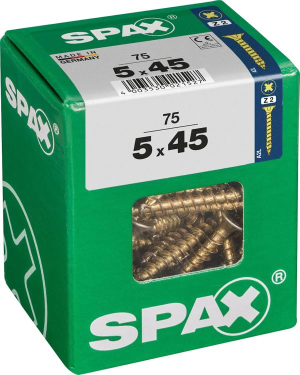Spax schroef pozidrive verzinkt 5x45mm 75st