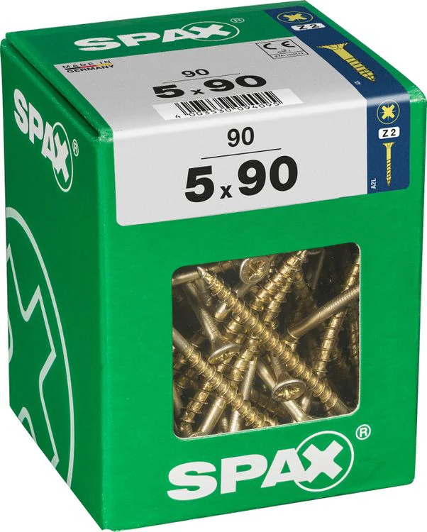 Spax schroef pozidrive verzinkt 5x90mm 90st