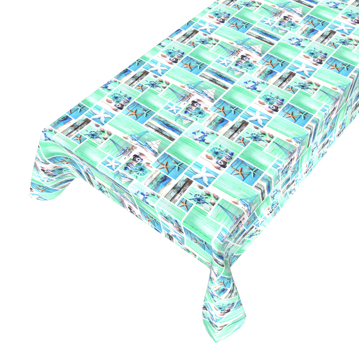 Tafelzeil Skylar zeesterren, zeilboten, schelpen 140cm per meter