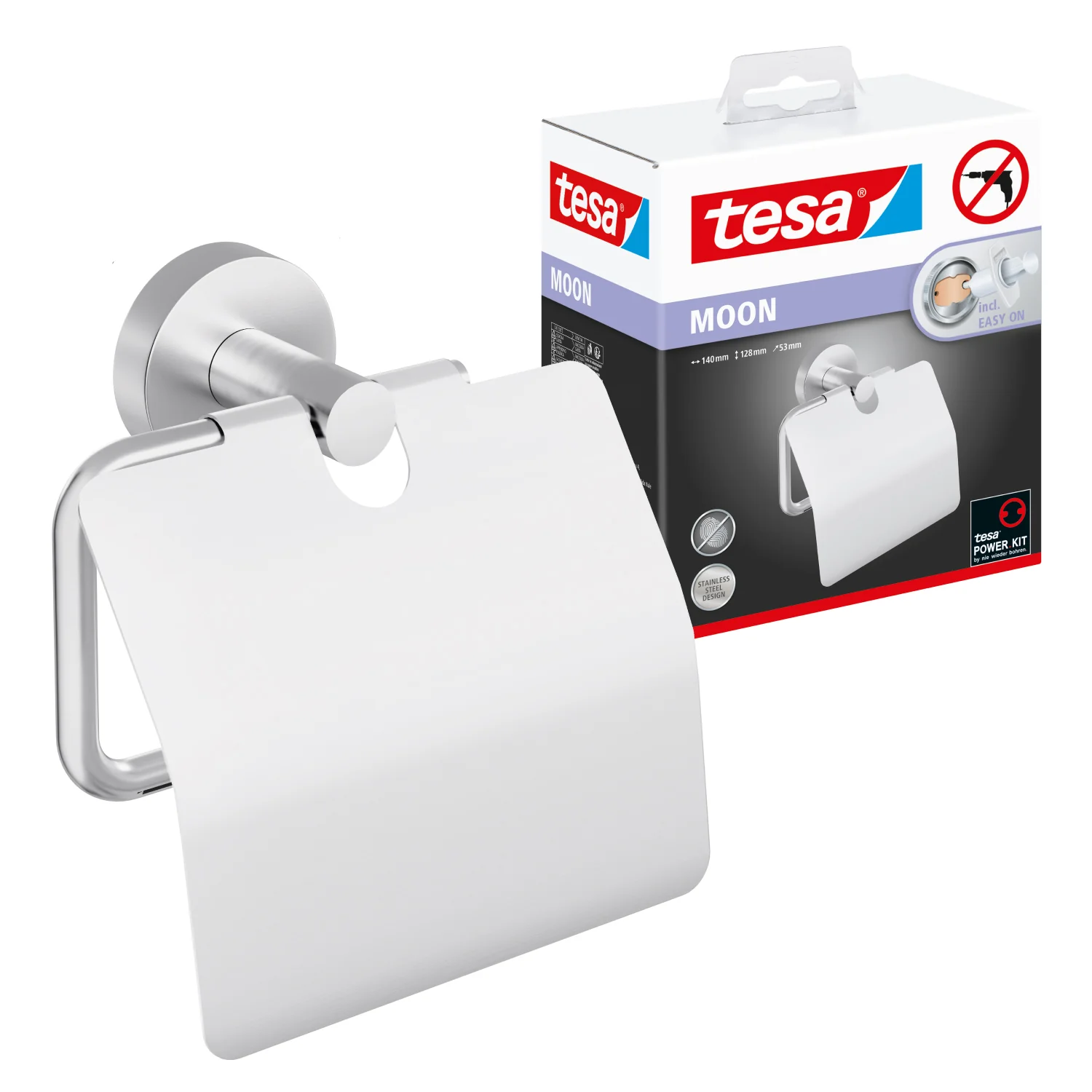 Tesa Moon toilet rol houder RVS enkel zilver - Image 2
