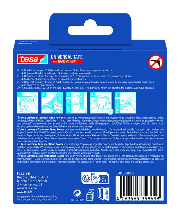 Tesa universele dubbelzijdige tape Nanopower transparant 30mmx3m - Image 2