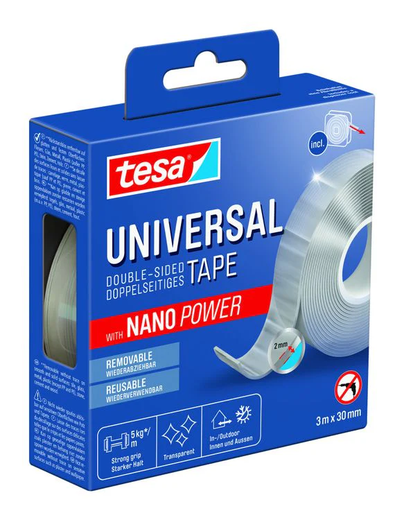 Tesa universele dubbelzijdige tape Nanopower transparant 30mmx3m - Image 3