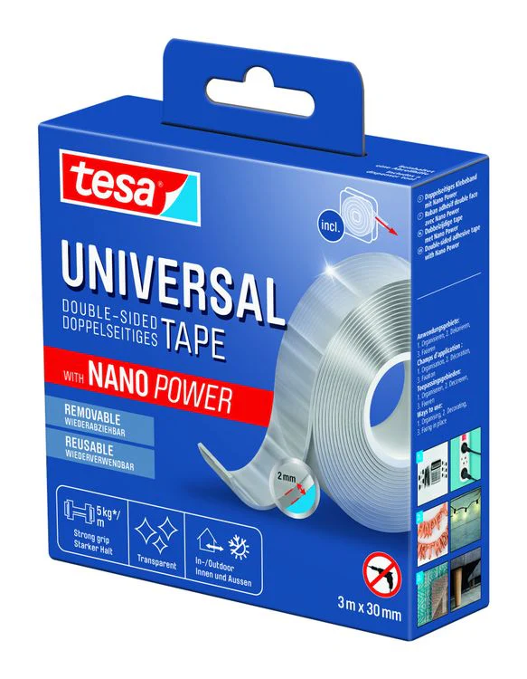 Tesa universele dubbelzijdige tape Nanopower transparant 30mmx3m - Image 4