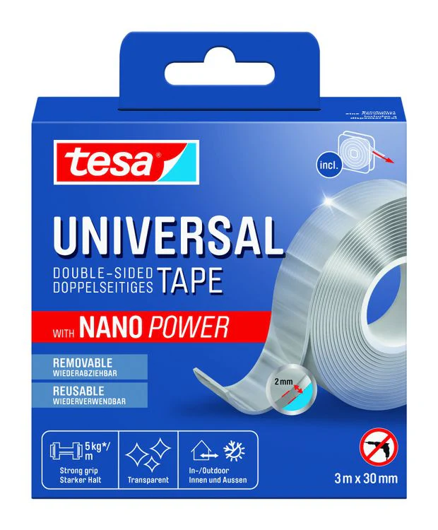 Tesa universele dubbelzijdige tape Nanopower transparant 30mmx3m - Image 6